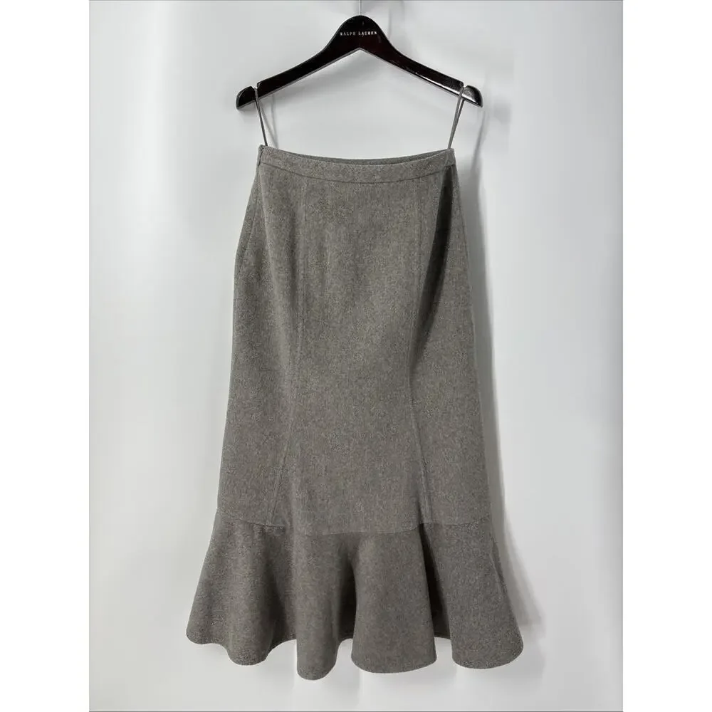 Ralph Lauren Purple Label Gray 100% Cashmere Trumpet Midi Skirt Runway 2005 8 - Picture 6 of 13